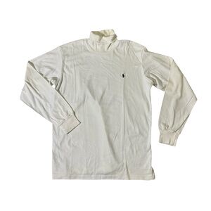 VINTAGE Polo Ralph Lauren mens M Medium white cotton turtleneck sweater